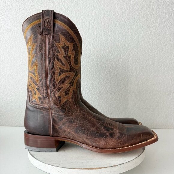 NEW Rod Patrick Mens Cowboy Boots 15.5AAA Perro Loco Brown Square Toe Western - Picture 2 of 11